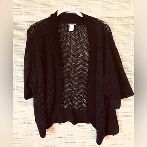 Intriguing Threads Black Made in USA Chevron Lace Jacket Cover-up Size‎ 3X